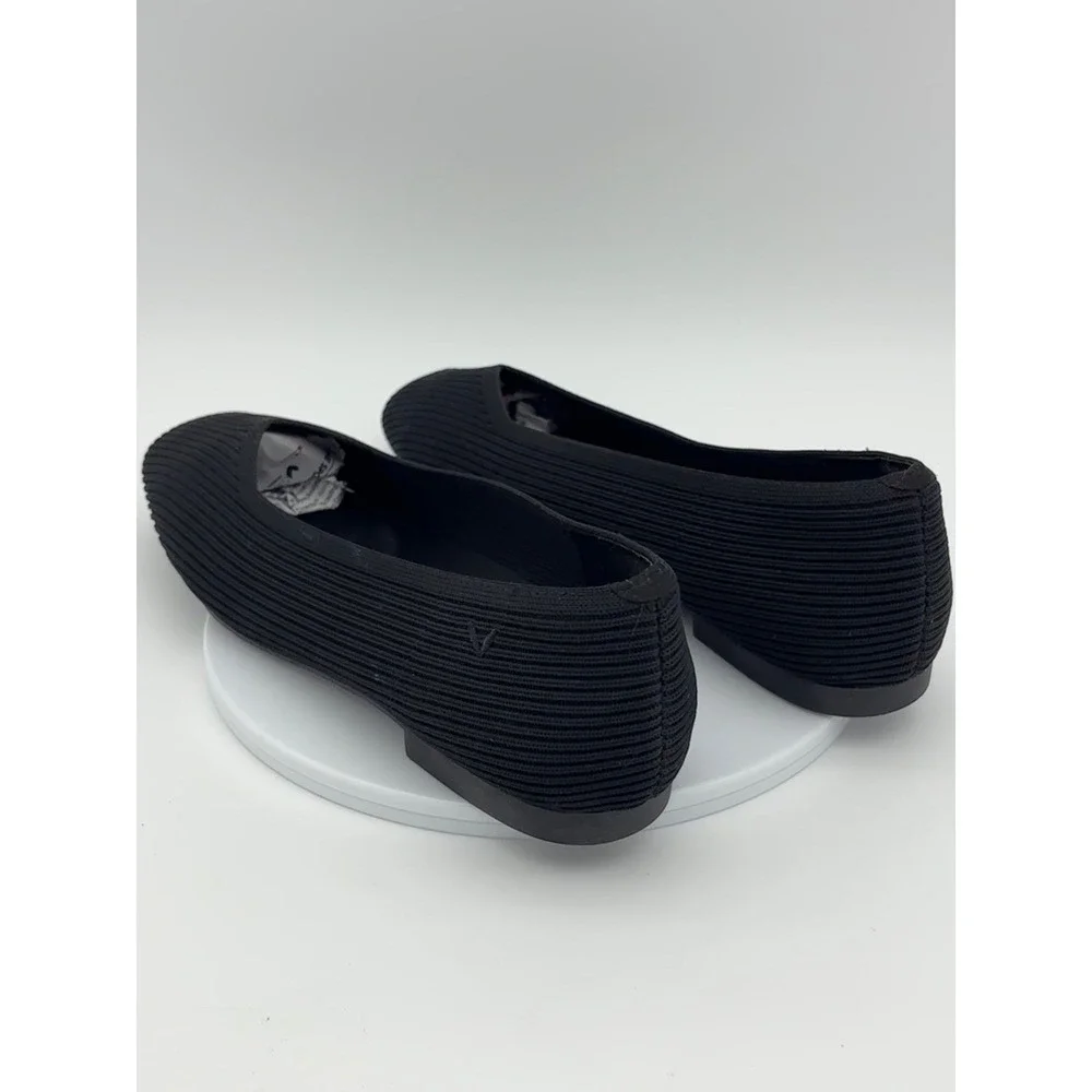 VIVIAI Black Square Toe Flat Ribbed Knit Ballet Margot 2.0 EU 41.5 Womens V Cut‎